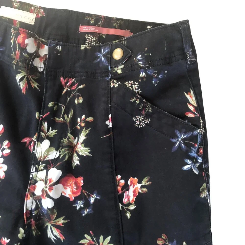 Pilcro Anthropologie Demilune Boot Floral Pants Sz 26 Black Multicolor MidRise - Picture 6 of 7